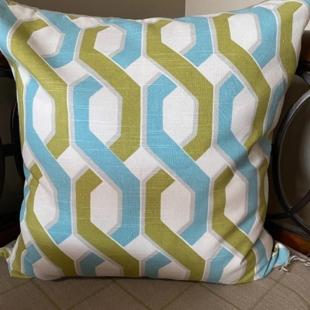 Blue and Green Accent Pillow Cover
